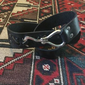 Black Leather Belt Like New M/L 31”-33”